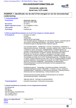Watervrije ammoniak - Veiligheidsinformatieblad