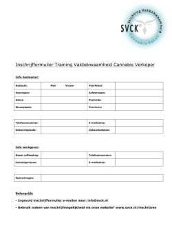 Inschrijfformulier Training Vakbekwaamheid Cannabis Verkoper
