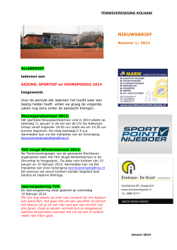 NIEUWSBRIEF JANUARI 2014 - Tennisvereniging Kolham
