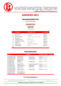 Bargeres MC1 najaarscompetitie seizoen 2014-2015