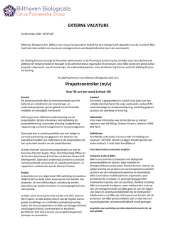 EXTERNE VACATURE Projectcontroller (m/v)