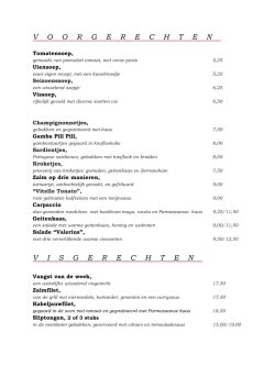 Dinerkaart - Grand Cafe Valerius