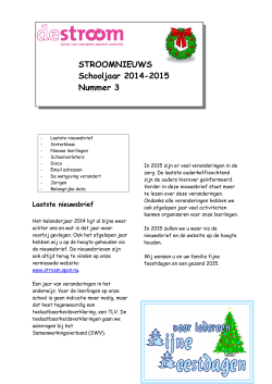 Nieuwsbrief december 2014 - De Stroom
