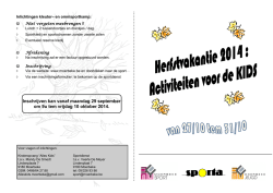 Inschrijven kan vanaf maandag 29 september om 9u tem vrijdag 10