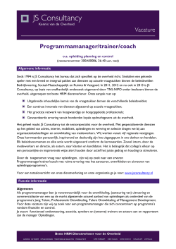 Programmamanager/trainer/coach