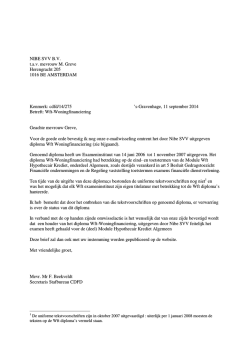 NIBE SVV BV tav mevrouw M. Greve Herengracht 205 1016