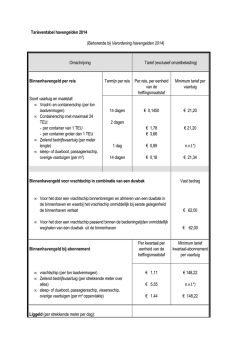 Tarieventabel havengelden 2014 (Behorende bij Verordening
