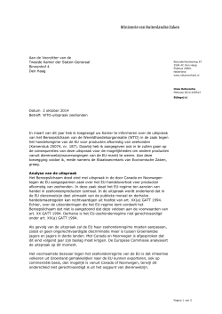 "Kamerbrief over WTO-uitspraak zeehonden" PDF