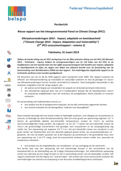 Persbericht Nieuw rapport van het Intergovernmental Panel on