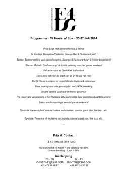 Programma – 24 Hours of Spa – 25-27 Juli 2014 Prijs