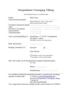 aanmeldings formulier - Nierpatienten Vereniging Tilburg