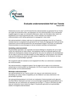 Evaluatie ondernemersloket Hof van Twente