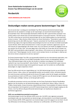 Persbericht Deskundigen maken eerste groene bestemmingen Top