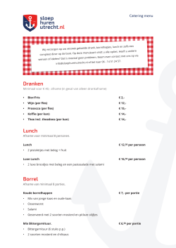Catering menu - Sloephuren Utrecht