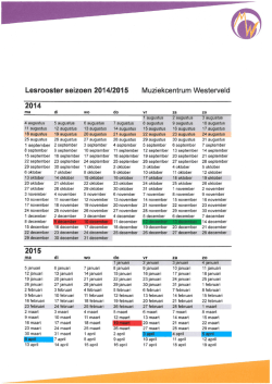 Lesrooster seizoen 2014/2015