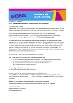 Jaarverslag Klachten oudercommissies en ouders DONS Opvang