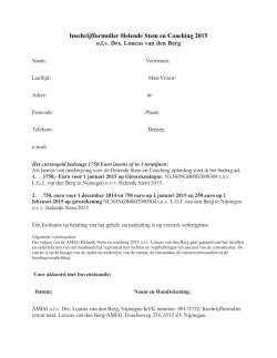 Inschrijfformulier Helende Stem en Coaching 2015 o.l.v. Drs. Loucas