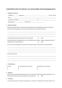 Indicatieformulier ten behoeve van persoonlijke