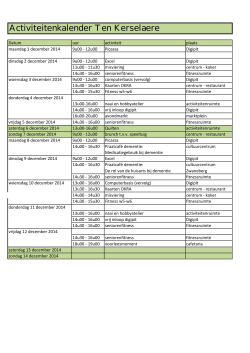 Activiteitenkalender december 2014