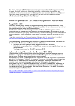 Informatie praktijkcase t.b.v. module 13: gemeente Peel en Maas