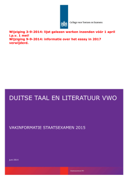 Vakinformatie Duitse taal en literatuur vwo 2015