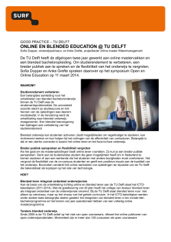 Good practice Online en blended education @ TU Delft