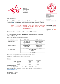 Provisional invitation Speedo International Friendship Swimmeet 2014