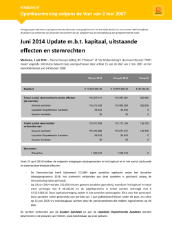 Juni 2014 Update m.b.t. kapitaal, uitstaande effecten en stemrechten