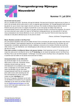 Nieuwsbrief 11, juli 2014 - Transgendergroep Nijmegen
