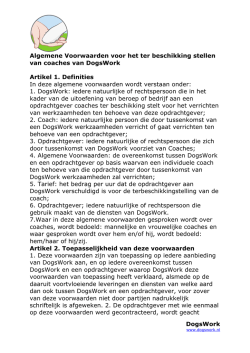 DogsWork Algemene Voorwaarden voor het ter beschikking stellen