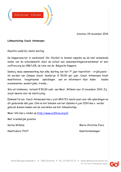 Schoten, 04 november 2014 Lidmaatschap Coach Antwerpen