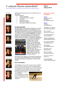 Nieuwsbrief C-selectie Hoorn februari 2014