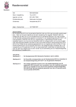 Raadsvoorstel Voorjaarsnota 2014