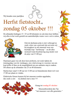 Herfst fietstochtop zondag 05 oktober !!!