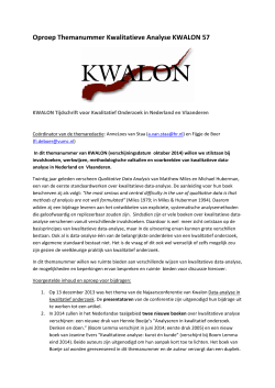 Oproep Themanummer Kwalitatieve Analyse KWALON 57