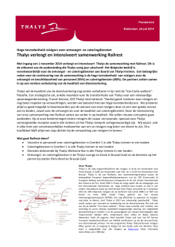 Thalys verlengt en intensiveert samenwerking Railrest