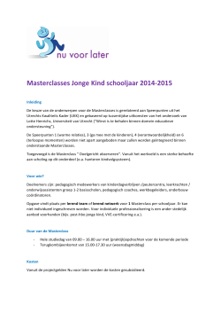 Masterclasses Jonge Kind schooljaar 2014-‐2015