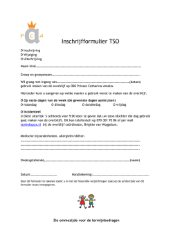 Inschrijfformulier TSO - Openbare basisschool Prinses Catharina