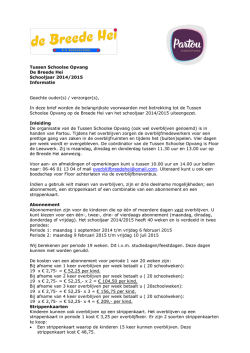 Informatie over de TSO voor ouders 2014-2015