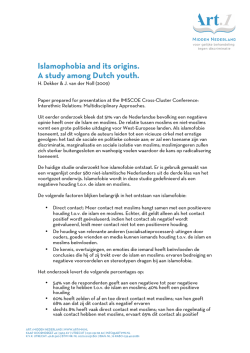 Islamophobia and its origins. A study among Dutch youth.