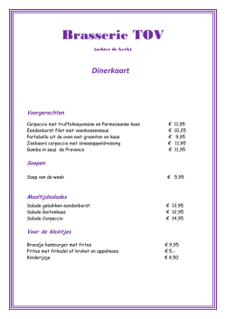 Dinerkaart - TOV achter de kerk