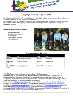 Jaargang 9, nummer 3 &ndash; september 2014 Activiteitenkalender 2014