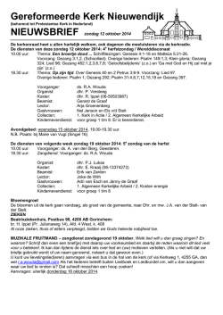 NIEUWSBRIEF zondag 12 oktober 2014