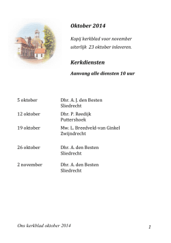 Oktober 2014 - Protestantse Gemeente Hooge Zwaluwe