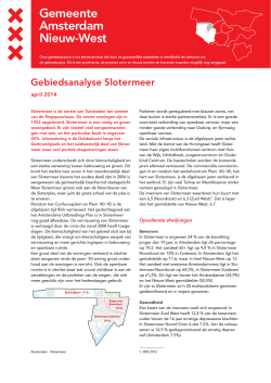 Gebiedsanalyse Slotermeer - Stadsdeel Nieuw-West