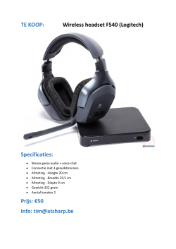 TE KOOP: Wireless headset F540 (Logitech) Specificaties: Prijs: €50