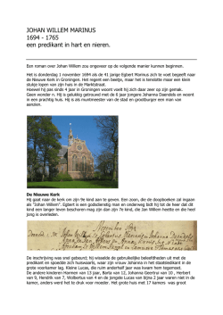 JOHAN WILLEM MARINUS 1694 - 1765 een predikant in hart en
