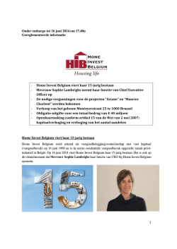 Home Invest Belgium viert haar 15