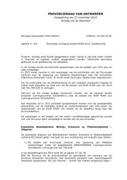 Eenmalige verhoging dotatie PCMA 2014. Goedkeuring. (pdf)