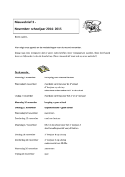 Nieuwsbrief 3 - November: schooljaar 2014- 2015